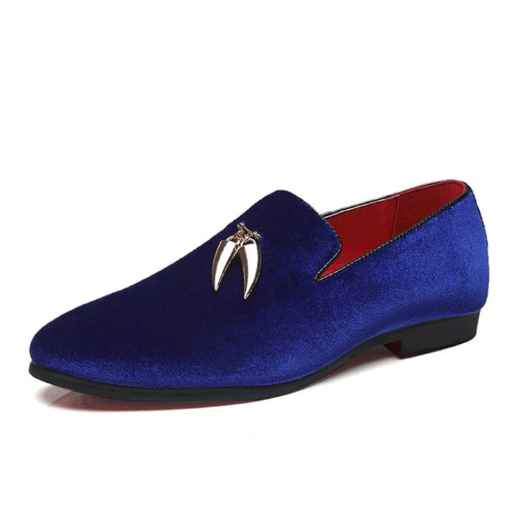 Casual Sickle Suede Men Shoes Flat Slip-on Pointed Toe Dress Shoes Loafer, Size:48