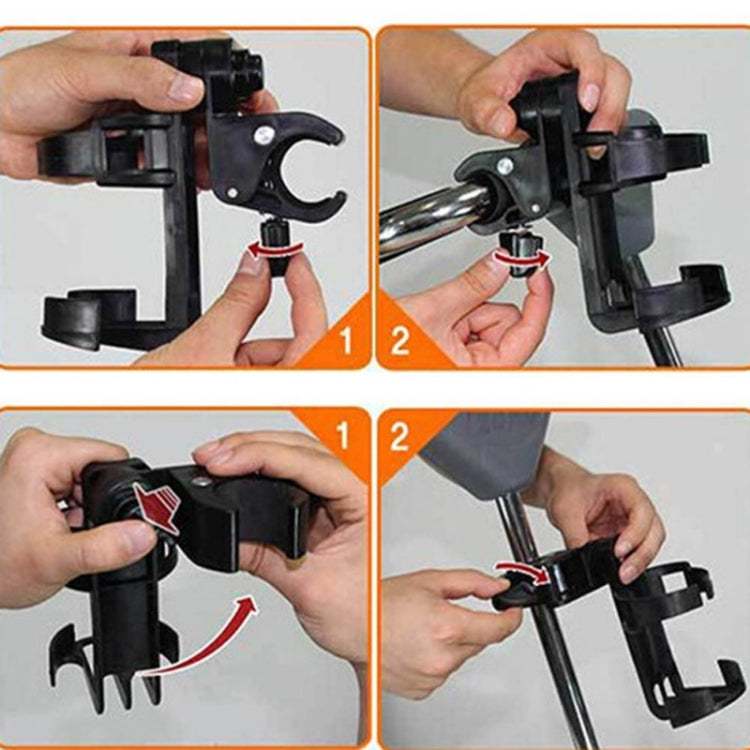 2 PCS Rotatable Lockable Bicycle Bottle Cage Baby Stroller Bottle Holder Bicycle Water Bottle Holder(Black)