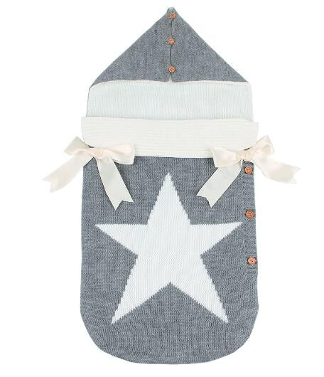 Newborns Five Star Knitted Sleeping Bags Winter, Color: Gray
