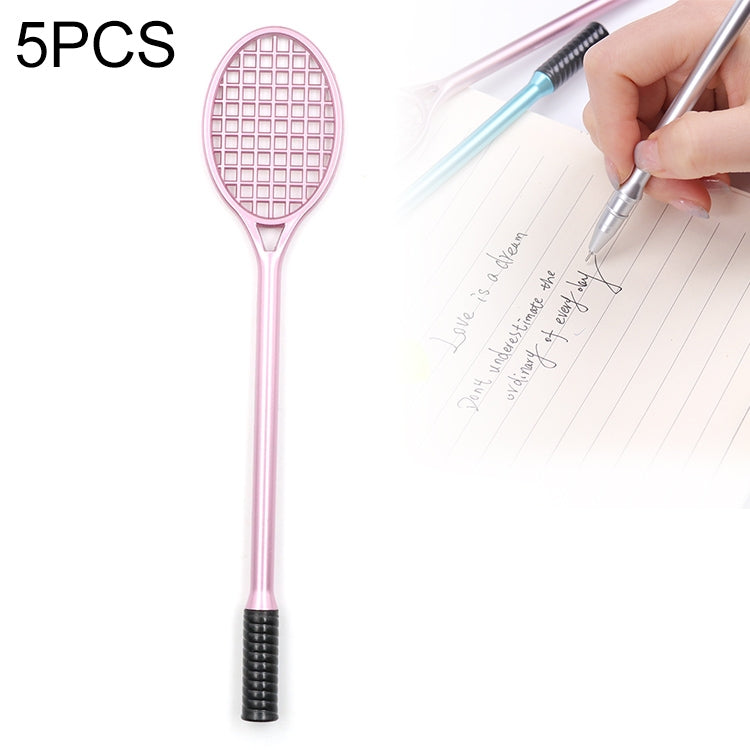 5 PCS Cartoon Cute Badminton Racket Pattern School Office Supplies Stationery Black Refill Kawaii Ballpoint Pen