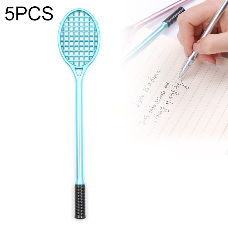 5 PCS Cartoon Cute Badminton Racket Pattern School Office Supplies Stationery Black Refill Kawaii Ballpoint Pen