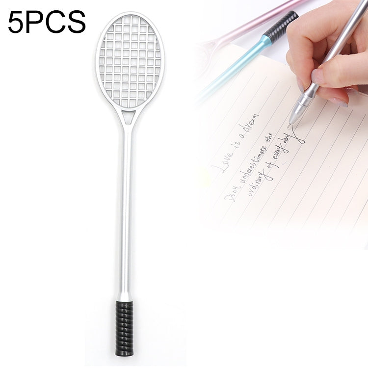 5 PCS Cartoon Cute Badminton Racket Pattern School Office Supplies Stationery Black Refill Kawaii Ballpoint Pen