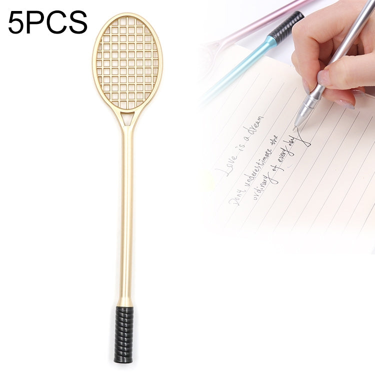 5 PCS Cartoon Cute Badminton Racket Pattern School Office Supplies Stationery Black Refill Kawaii Ballpoint Pen