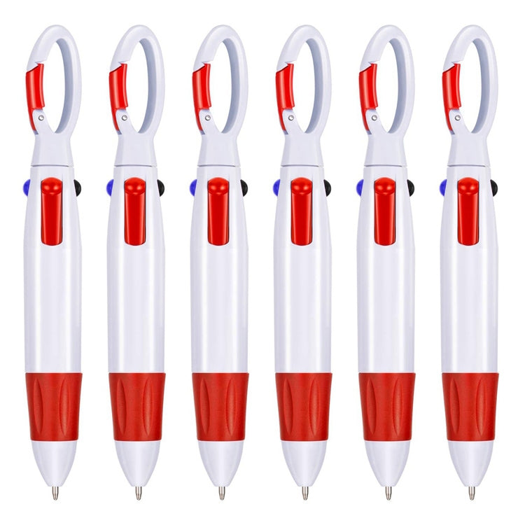6 PCS Cute Carabiner Ballpoint Pen Multicolor 4 In 1 Colorful Pen School Stationery with Keychain