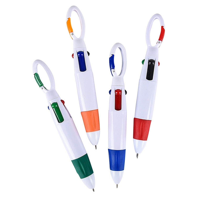 6 PCS Cute Carabiner Ballpoint Pen Multicolor 4 In 1 Colorful Pen School Stationery with Keychain