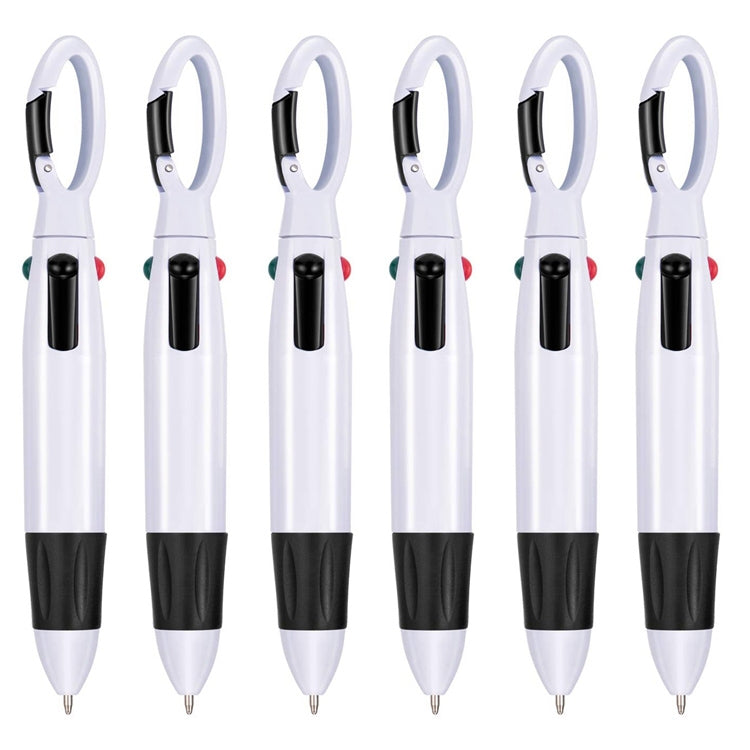 6 PCS Cute Carabiner Ballpoint Pen Multicolor 4 In 1 Colorful Pen School Stationery with Keychain