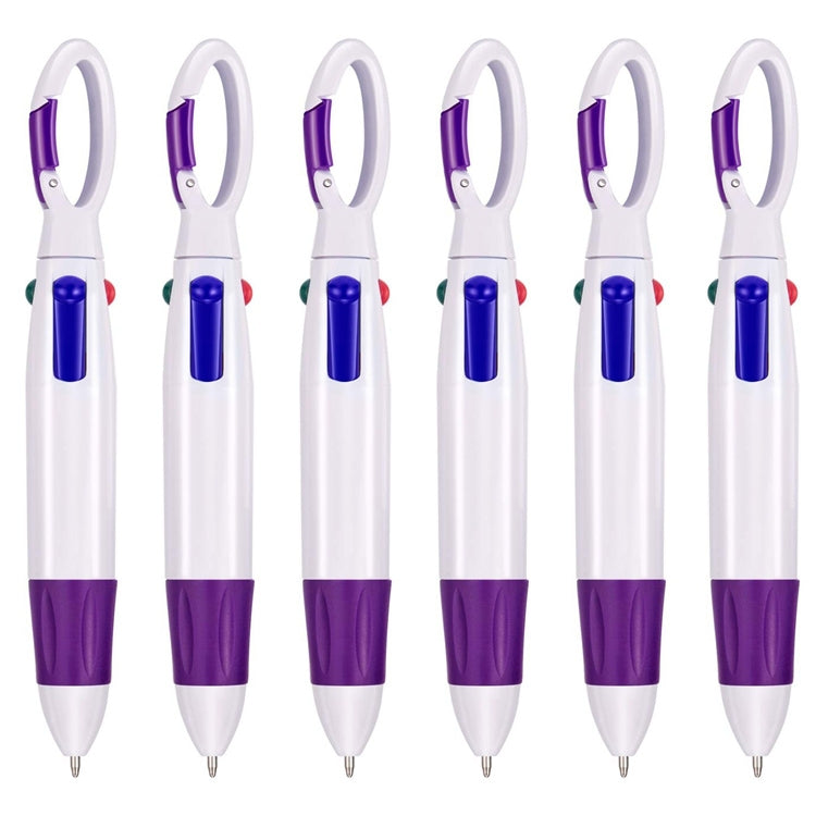 6 PCS Cute Carabiner Ballpoint Pen Multicolor 4 In 1 Colorful Pen School Stationery with Keychain
