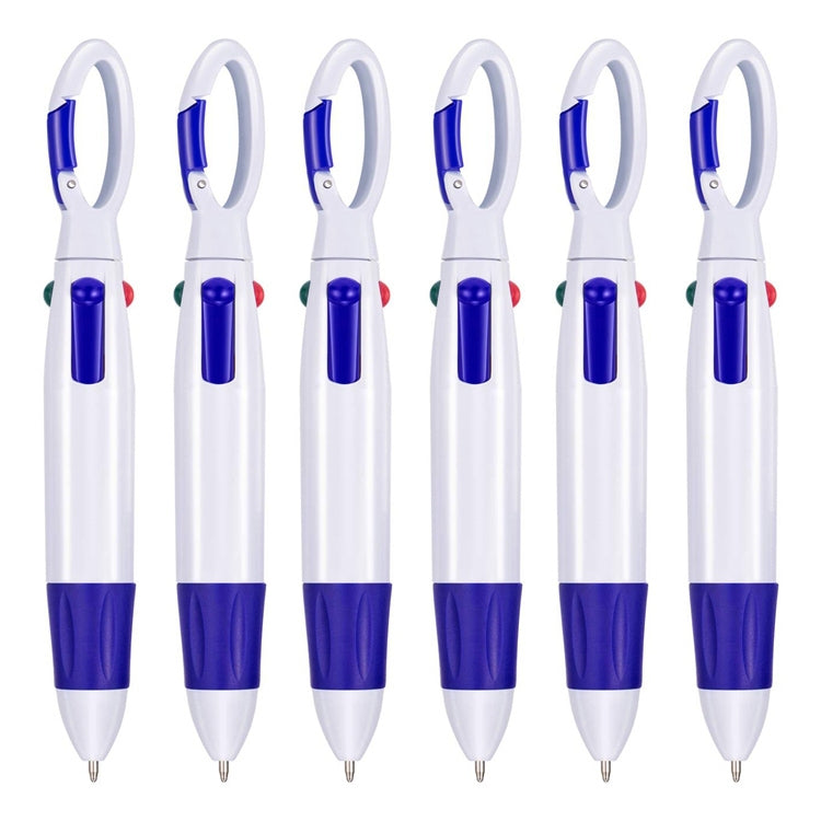 6 PCS Cute Carabiner Ballpoint Pen Multicolor 4 In 1 Colorful Pen School Stationery with Keychain
