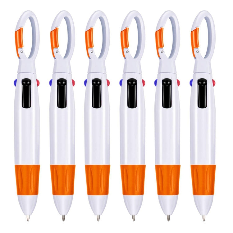 6 PCS Cute Carabiner Ballpoint Pen Multicolor 4 In 1 Colorful Pen School Stationery with Keychain