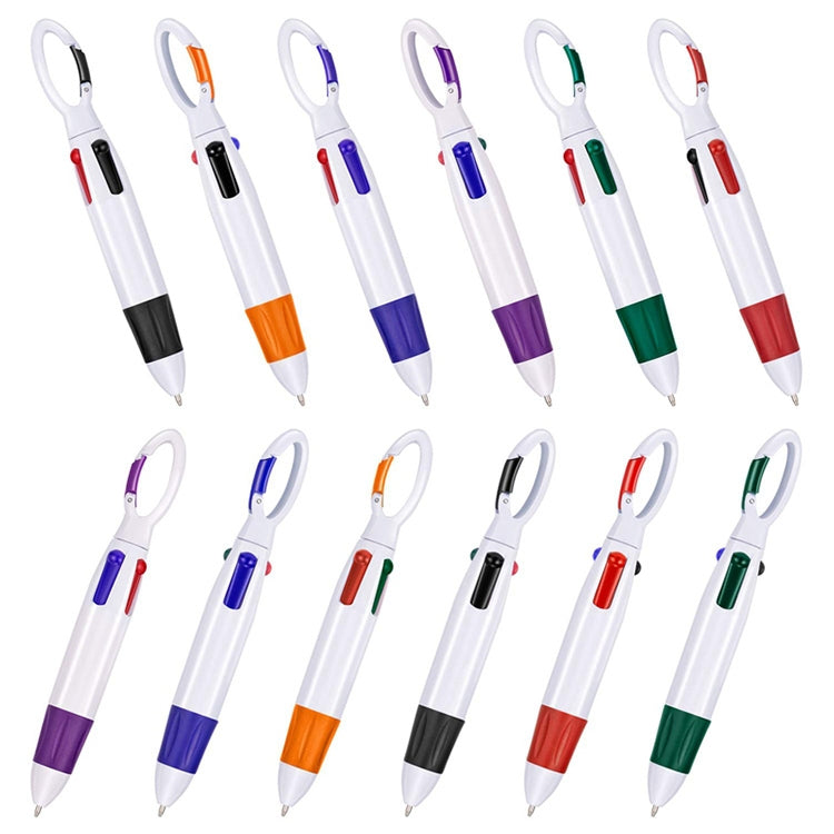6 PCS Cute Carabiner Ballpoint Pen Multicolor 4 In 1 Colorful Pen School Stationery with Keychain