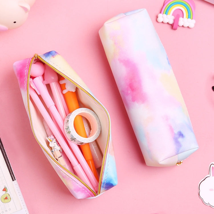 2 PCS Colorful Rainbow PU Pencil Case Stationery Storage Bag School Supplies 19.5x5.5cm