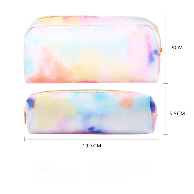 2 PCS Colorful Rainbow PU Pencil Case Stationery Storage Bag School Supplies 19.5x5.5cm