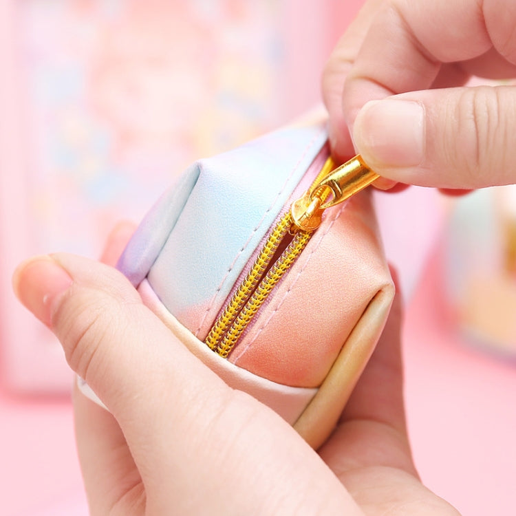 2 PCS Colorful Rainbow PU Pencil Case Stationery Storage Bag School Supplies 19.5x9cm