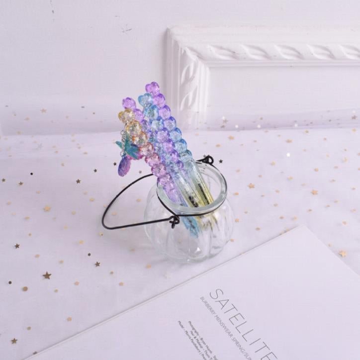 3 PCS 0.5mm Twinkle Starry Star Shell Pendant Gel Pen Signature Pen School Office Supply, Random Color Delivery