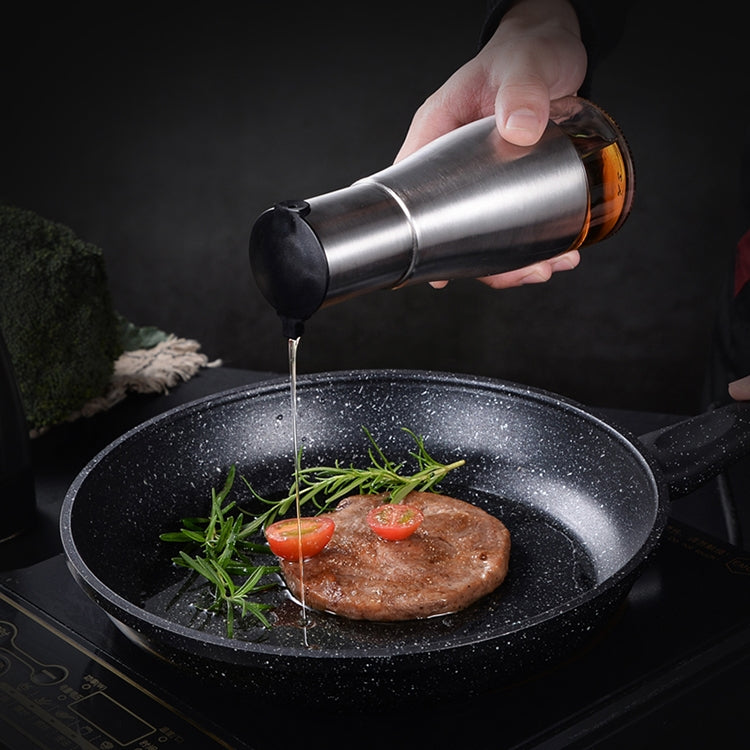 Stainless Steel Glass Oil Pot Cruet Soy Sauce Vinegar Bottle Leakproof Oil Bottle