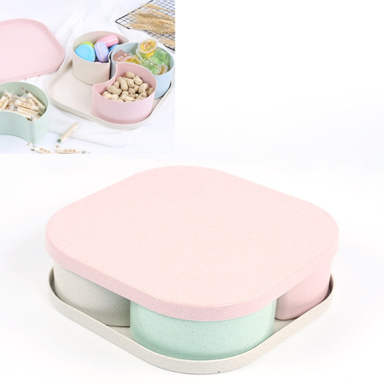 Square Creative Sub-format With Cover Wheat Straw Home Living Room Melon Dried Fruit Plate Snack Storage Box