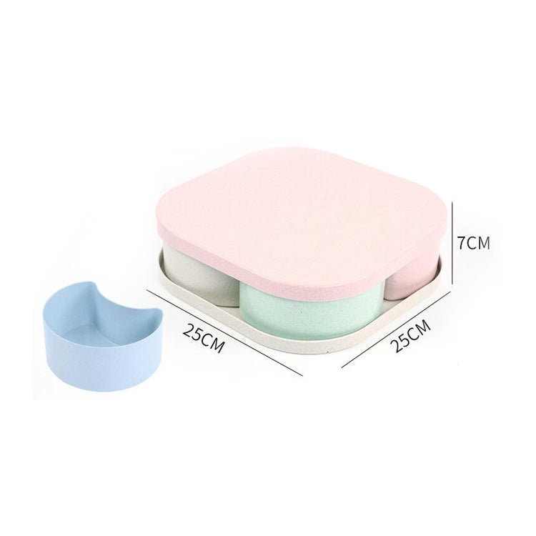 Square Creative Sub-format With Cover Wheat Straw Home Living Room Melon Dried Fruit Plate Snack Storage Box