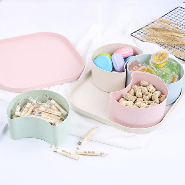 Square Creative Sub-format With Cover Wheat Straw Home Living Room Melon Dried Fruit Plate Snack Storage Box