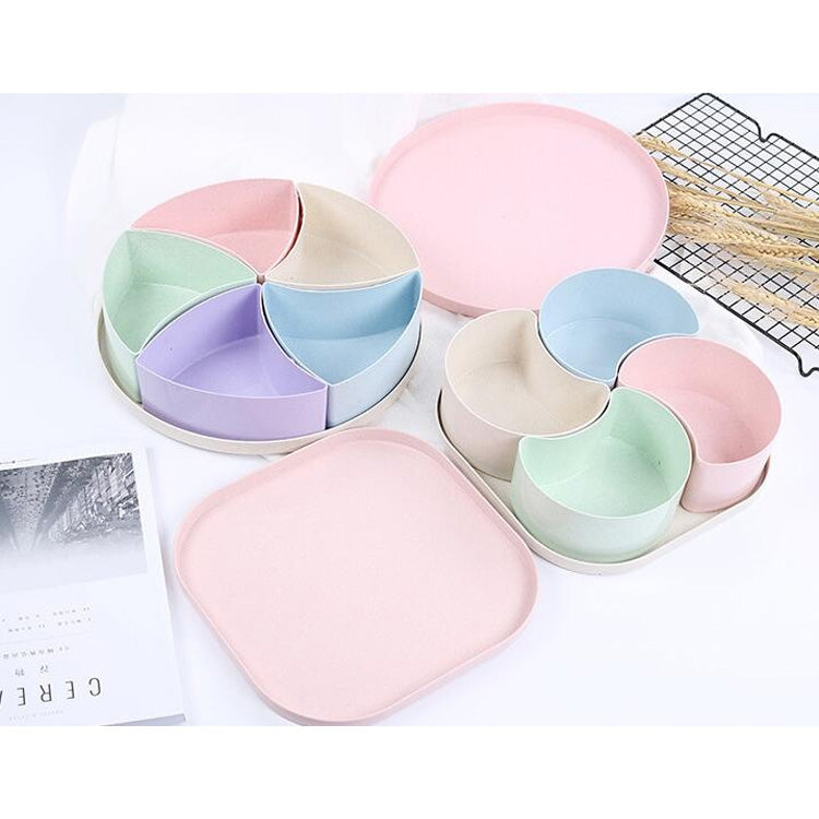 Square Creative Sub-format With Cover Wheat Straw Home Living Room Melon Dried Fruit Plate Snack Storage Box