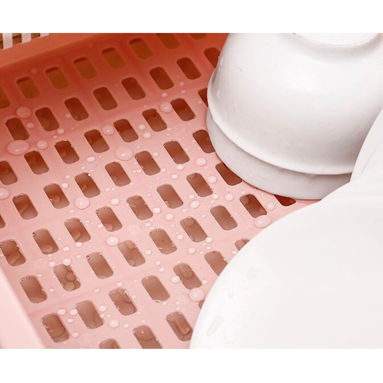 Creative Kitchen Double Layer With Lid Plastic Drain Dish Rack Desktop Tableware Storage Box