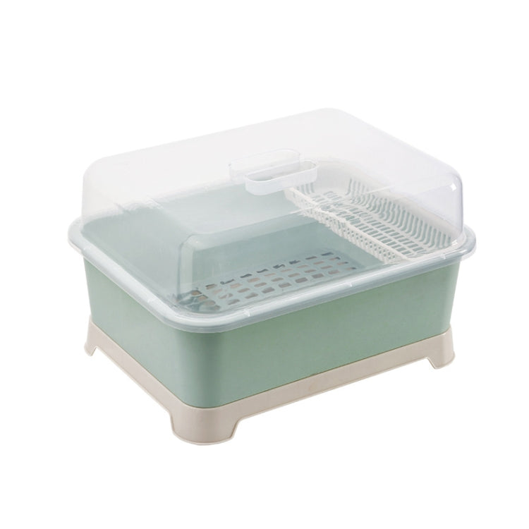 Creative Kitchen Double Layer With Lid Plastic Drain Dish Rack Desktop Tableware Storage Box