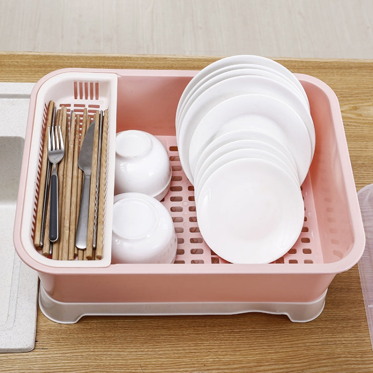 Creative Kitchen Double Layer With Lid Plastic Drain Dish Rack Desktop Tableware Storage Box