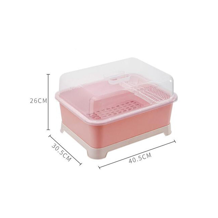 Creative Kitchen Double Layer With Lid Plastic Drain Dish Rack Desktop Tableware Storage Box