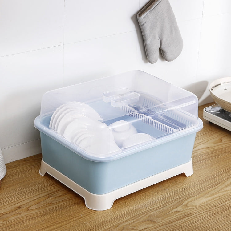 Creative Kitchen Double Layer With Lid Plastic Drain Dish Rack Desktop Tableware Storage Box