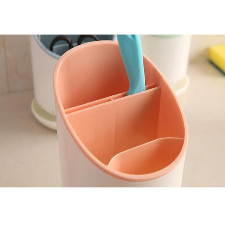 Creative Multi-function Double Drain Shelf Kitchen Chopsticks Storage Bucket Tableware Storage Box, Color:Light Grey