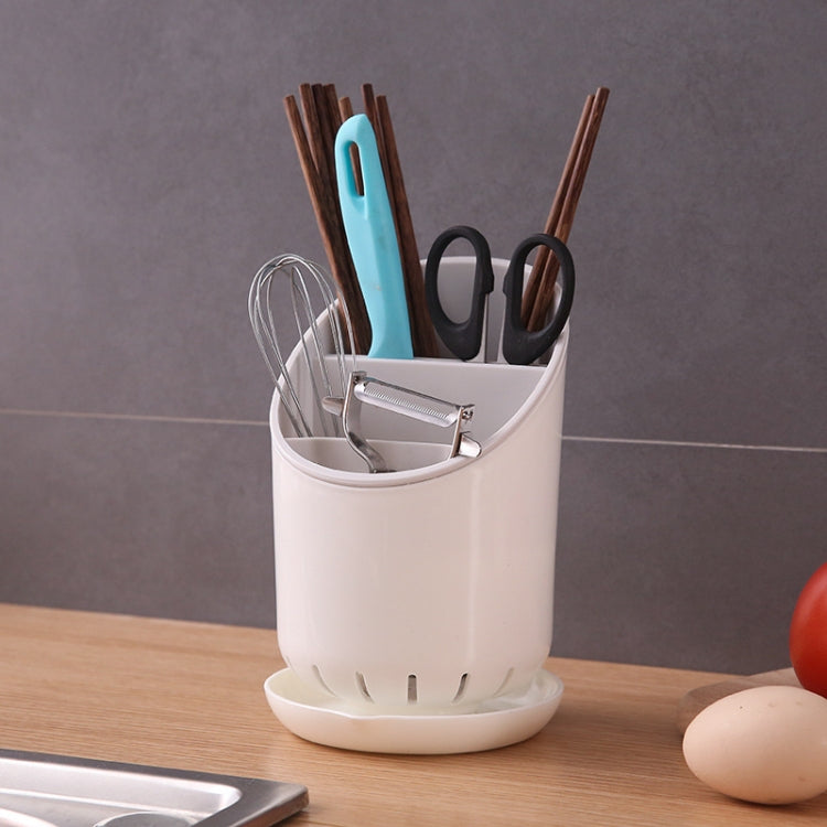 Creative Multi-function Double Drain Shelf Kitchen Chopsticks Storage Bucket Tableware Storage Box, Color:Apricot