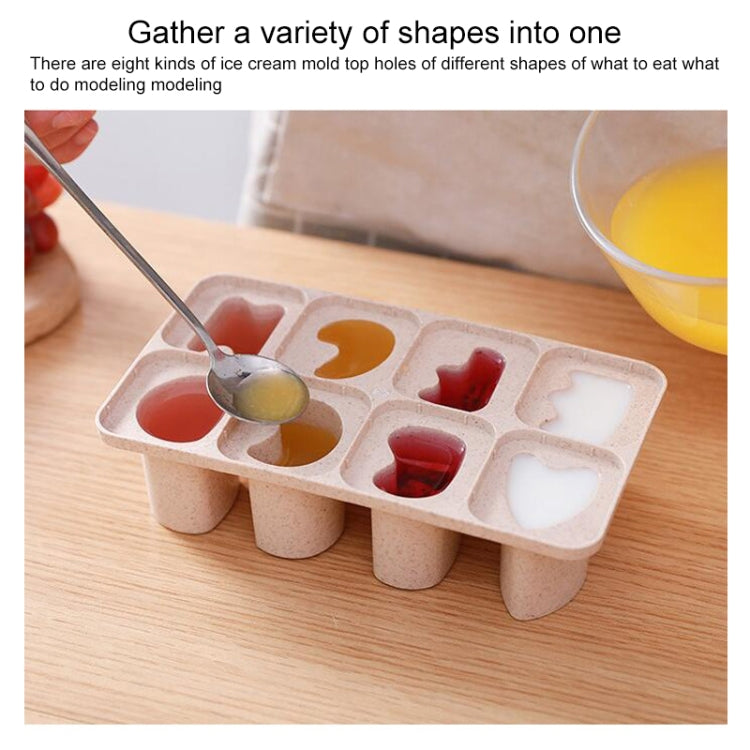 Summer Creative 8 Grid Wheat Straw DIY Ice Cream Popsicle Mold
