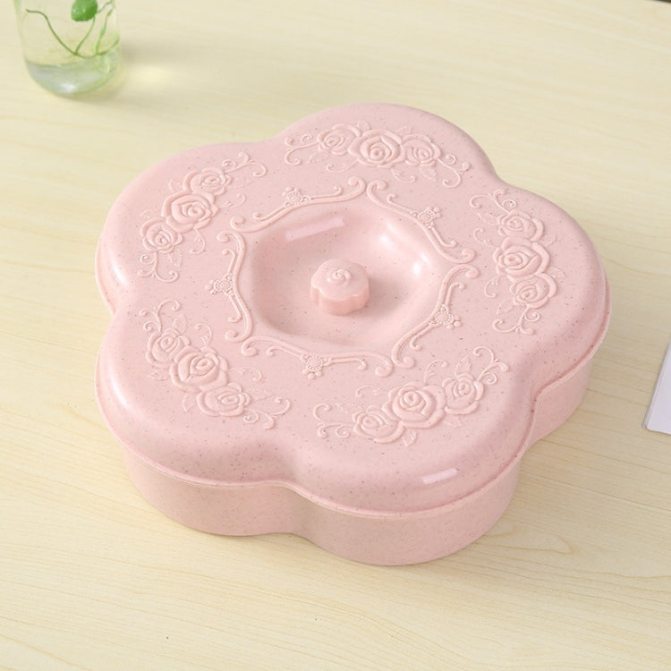 Plum Blossom Creative Cover Format Dried Fruit Plate Home Living Room Plastic Snack Seeds Candy Tray Box( Pink)