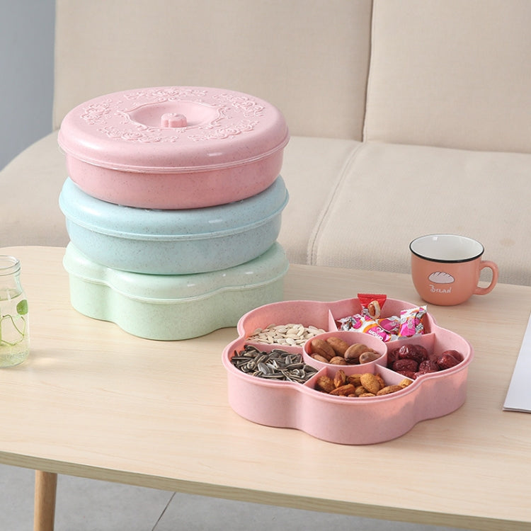 Plum Blossom Creative Cover Format Dried Fruit Plate Home Living Room Plastic Snack Seeds Candy Tray Box( Pink)