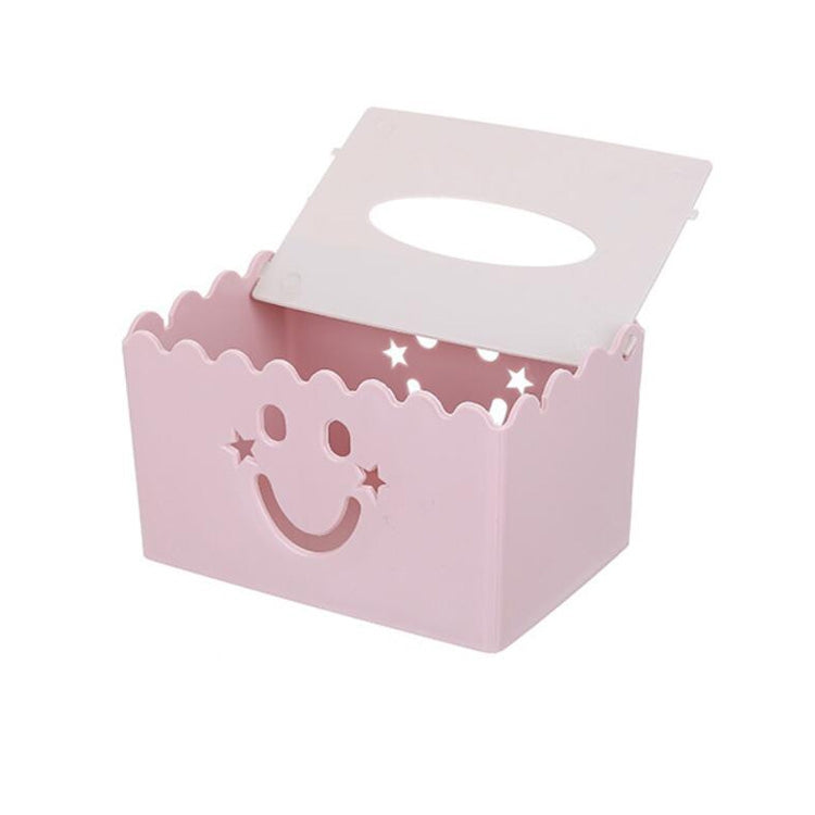 Cute Cartoon Multi-function Flip-style Smiley Tissue Box Living Room Dining Room Tissue Paper Storage Box