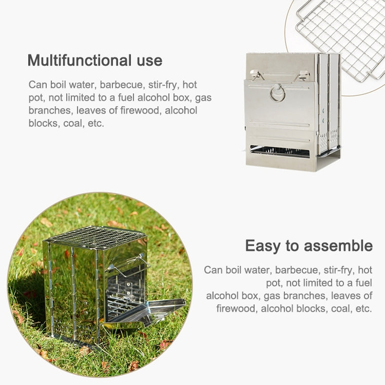 Stainless Steel Integrated Outdoor Folding Grill Charcoal Stove