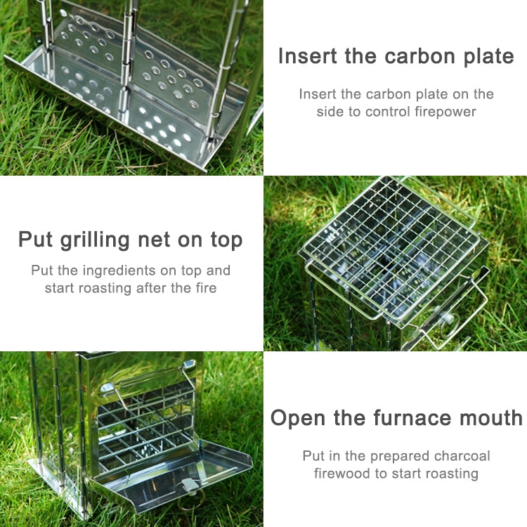 Stainless Steel Integrated Outdoor Folding Grill Charcoal Stove