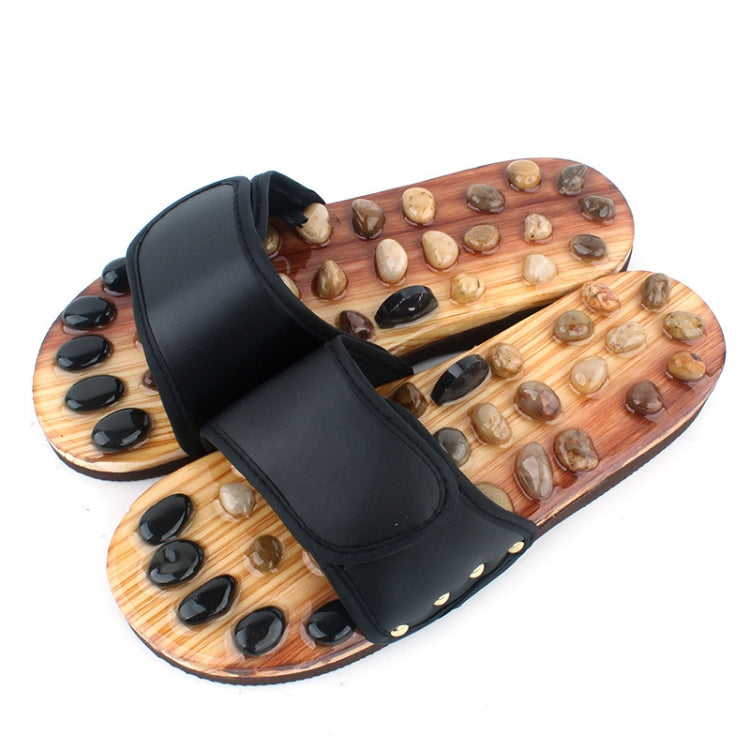 Indoor Home Pebbles Foot Massage Slippers Health Shoes, Size:L-(41-43 Yards)(Black)
