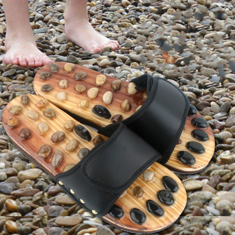 Indoor Home Pebbles Foot Massage Slippers Health Shoes, Size:L-(41-43 Yards)(Black)