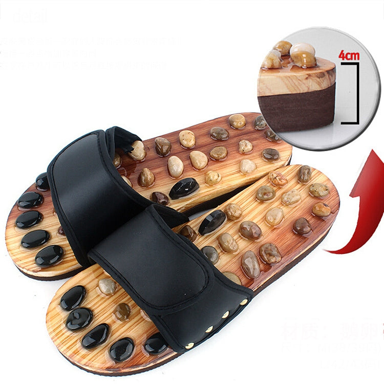 Indoor Home Pebbles Foot Massage Slippers Health Shoes, Size:L-(41-43 Yards)(Black)
