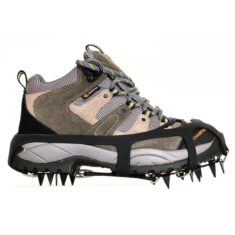 18 Teeth Silica Gel Steel Claw Ice Climbing on Foot Non-slip Mountaineering Foot Cover, One Pair