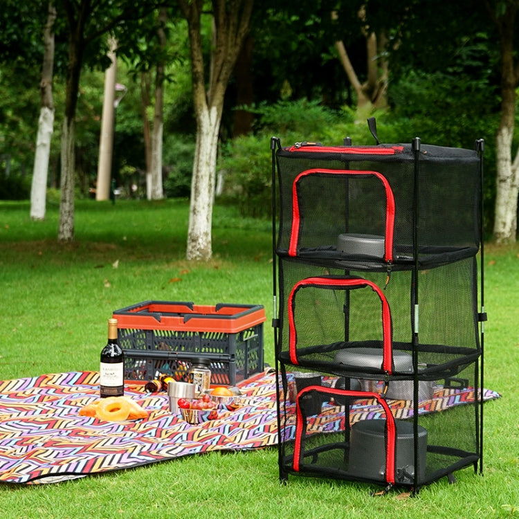 Outdoor Folding Drying Net Four-Layer Storage Basket Storage Basket Camping Drying Fish Drying Net Rack Hanging Basket