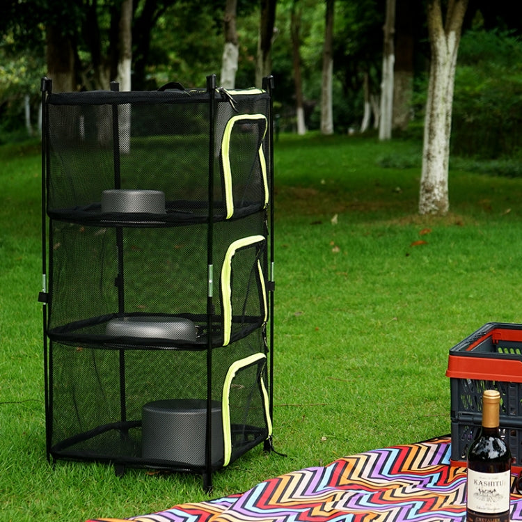 Outdoor Folding Drying Net Four-Layer Storage Basket Storage Basket Camping Drying Fish Drying Net Rack Hanging Basket