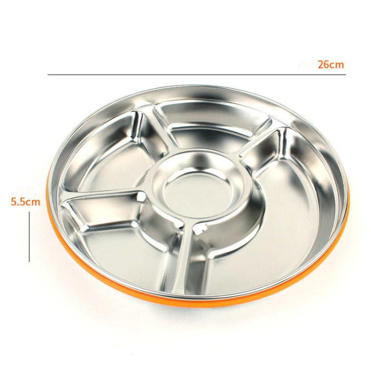 5 Grid Stainless Steel Lunch Box Outdoor Picnic Lunch Box Round Fast Food Tray