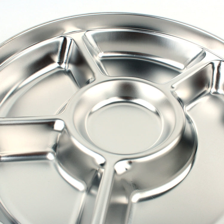 5 Grid Stainless Steel Lunch Box Outdoor Picnic Lunch Box Round Fast Food Tray