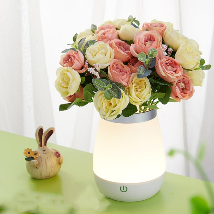 Bedroom Bedside Vase Night Light Home Decoration LED Atmosphere Light, Style: Tea Bud Rose(Warm Light)
