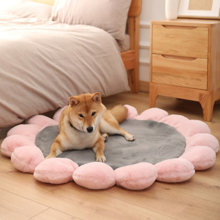 Round Flower Pet Cat Dog Plush Mat Pet Bed, Specification: 110cm