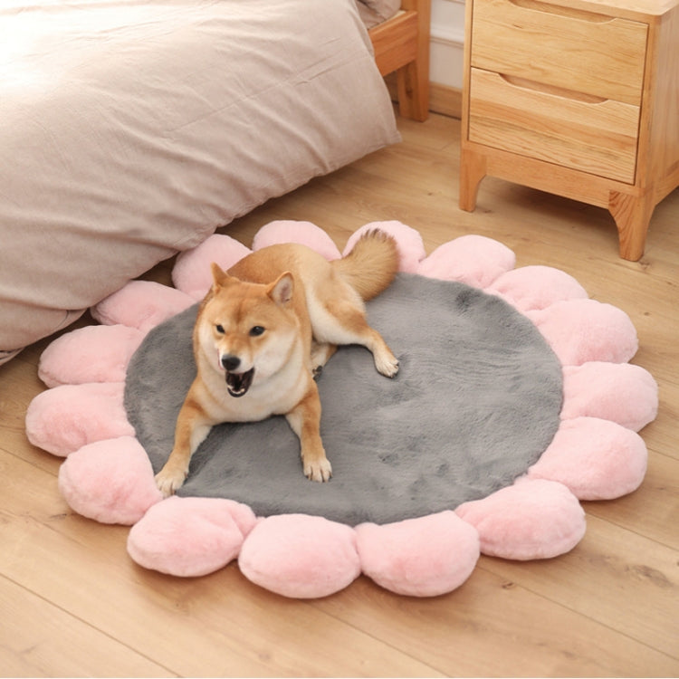 Round Flower Pet Cat Dog Plush Mat Pet Bed, Specification: 110cm