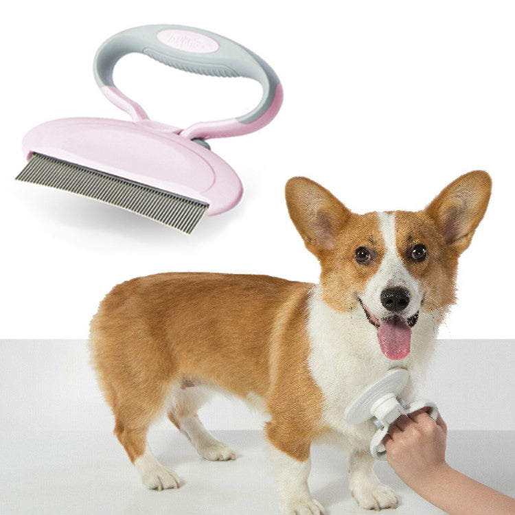 Curved Massage Beauty Pet Comb Pet Steel Comb(Pink)