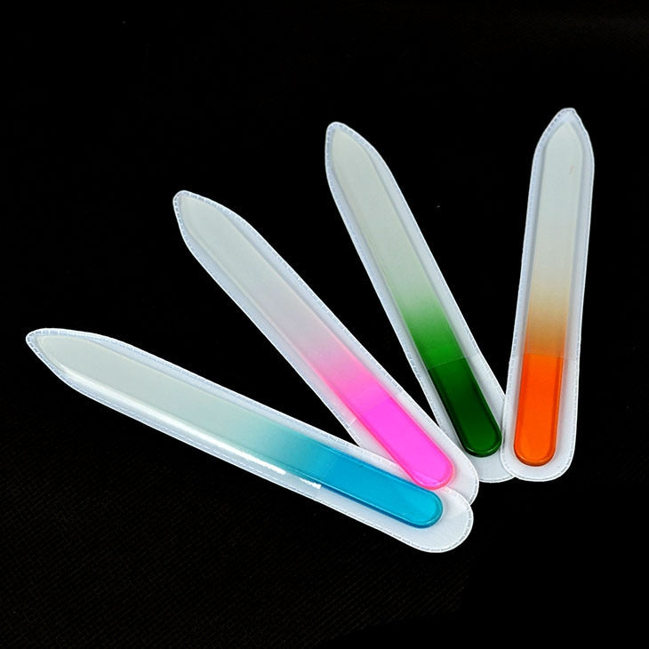 2 PCS Crystal Glass Nail Armor Nail Polishing Tool, Random Color Delivery, Specification: 28 x 2.4 x 0.6 cm