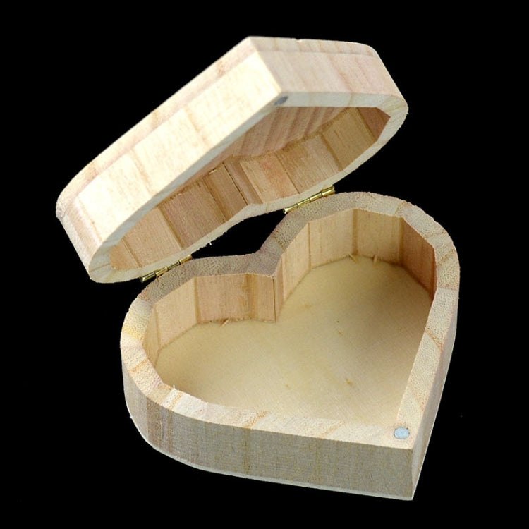 2 PCS Crafts Magnet Buckle Love Box Daily Makeup Retro Heart-shaped Wooden Storage Box